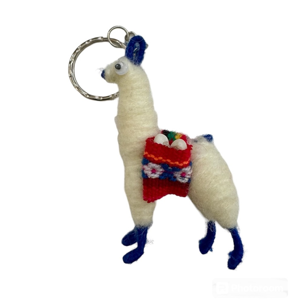 Peruvian Knit Llama Keychain, NWOT